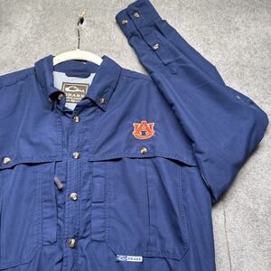Auburn Tigers‎ Drake Men's Blue Vented Fishing Shirt Embroidered Logo Small